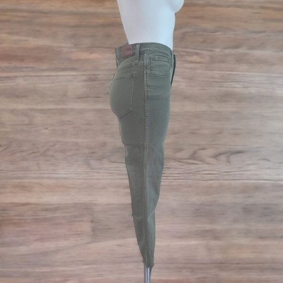 Madewell High-Rise Skinny Jeans Raw Hem Olive Moss Green Women's Size 27 - Picture 3 of 13